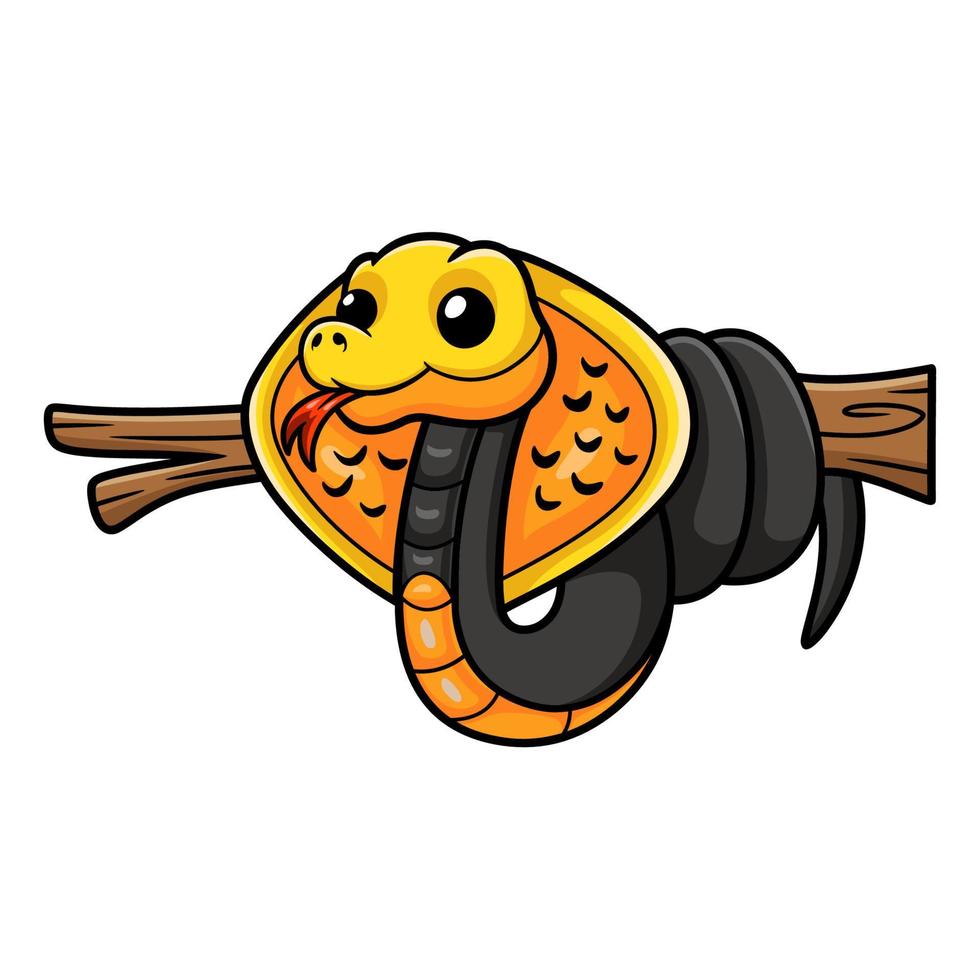 lindo, filipinas, cobra, caricatura, en, rama de árbol vector