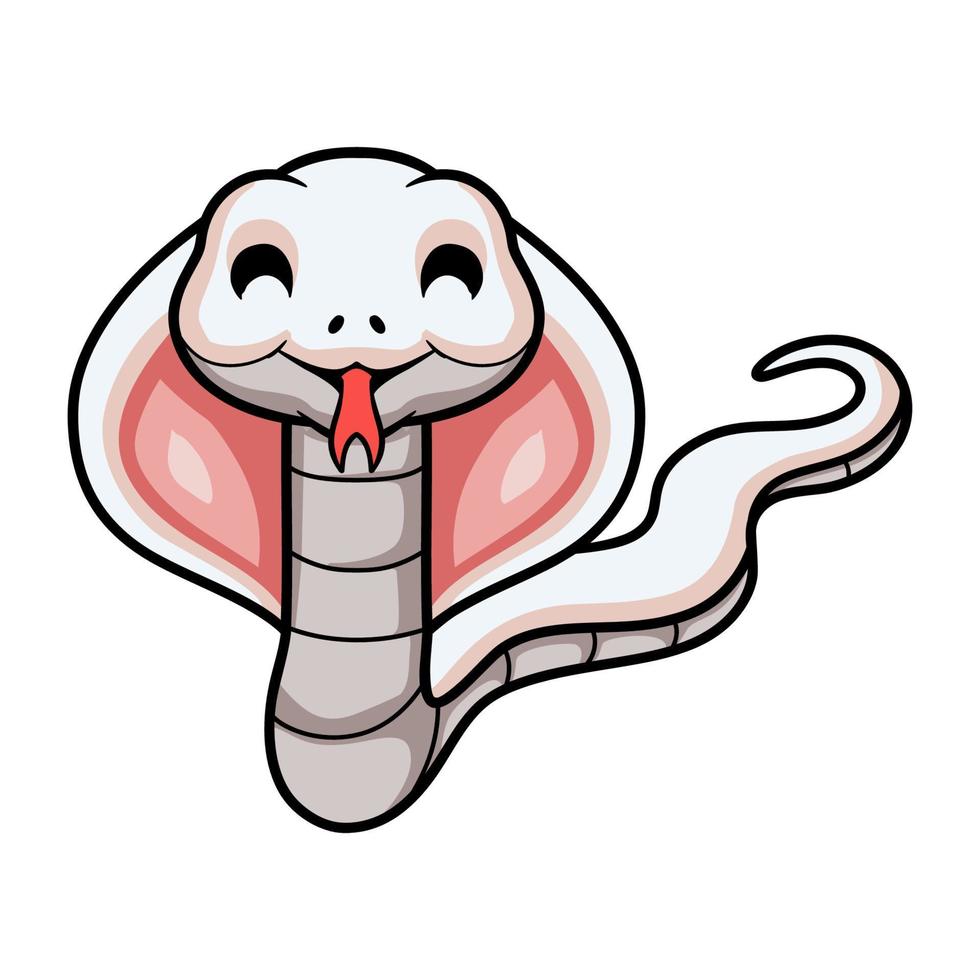 Cute leucistic cobra snake cartoon vector
