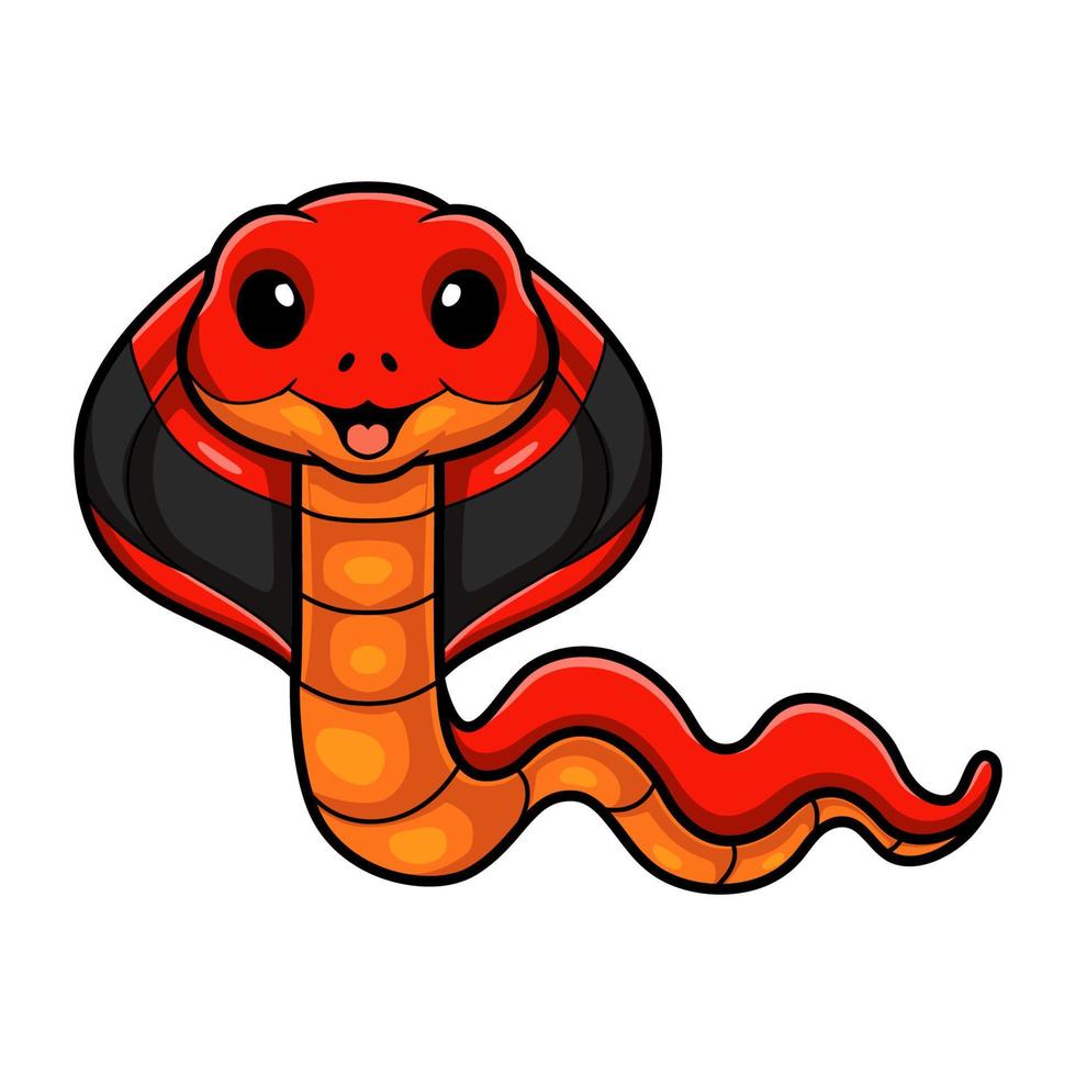 Cute red spitting cobra cartoon vector