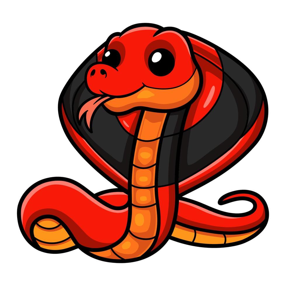 Cute red spitting cobra cartoon vector