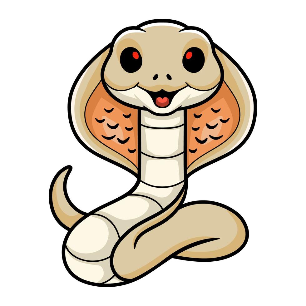 linda caricatura de cobra con monóculo albino vector
