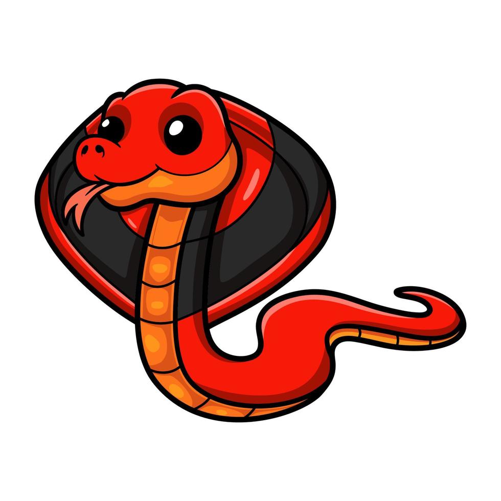 Cute red spitting cobra cartoon vector