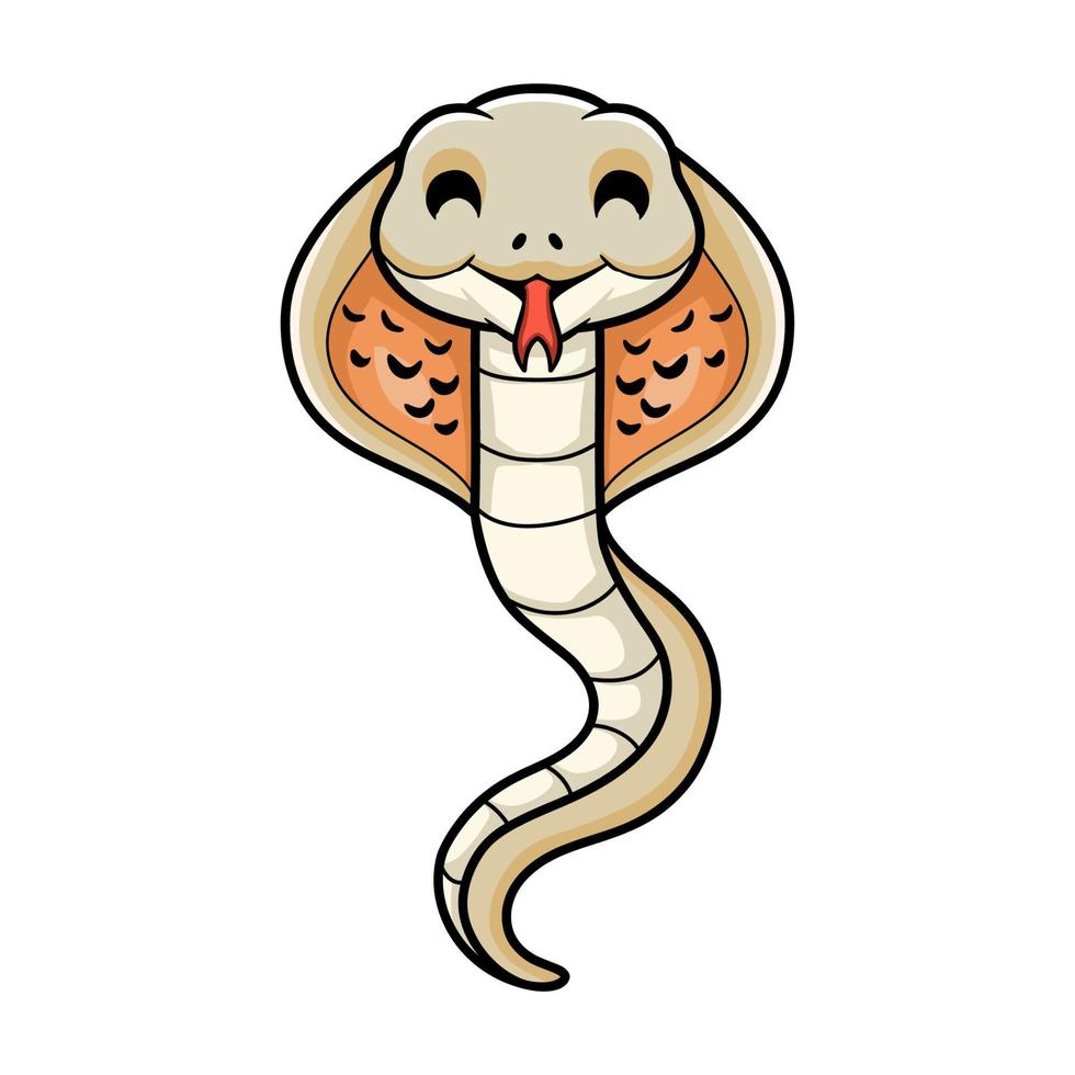 linda caricatura de cobra con monóculo albino vector