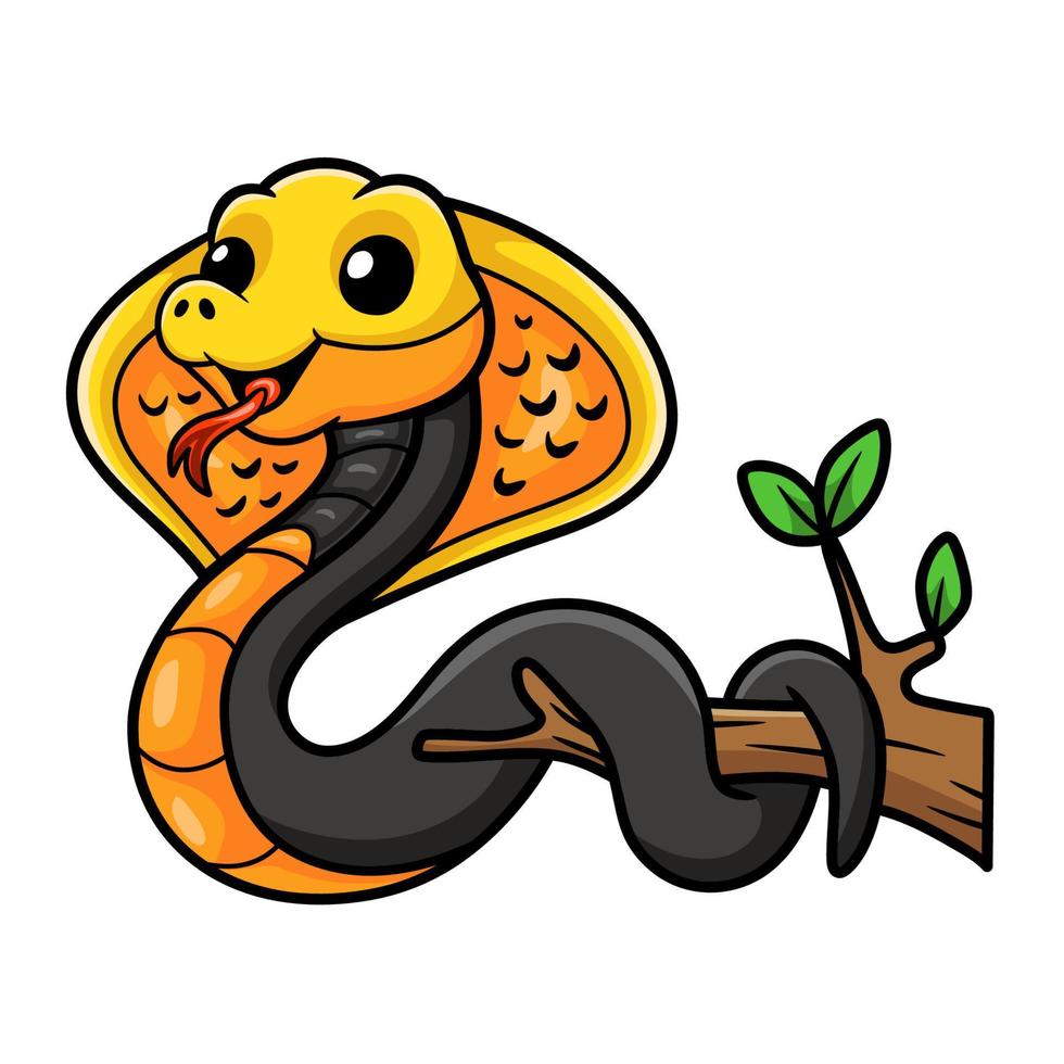 Cute philippines cobra cartoon on tree branch vector