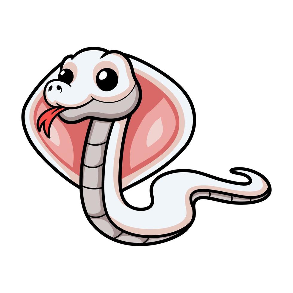 Cute leucistic cobra snake cartoon vector