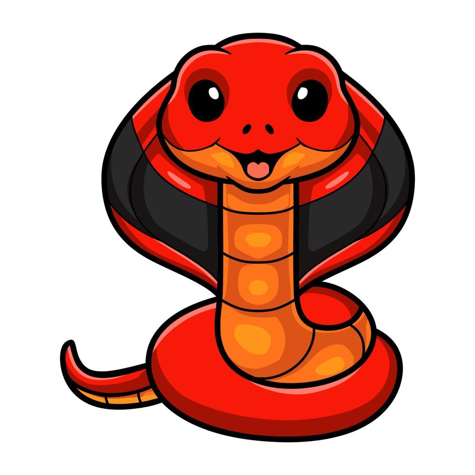 Cute red spitting cobra cartoon vector