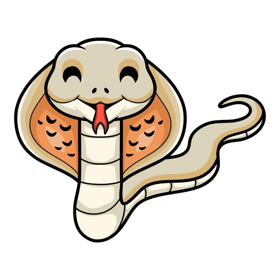 Cute albino monocled cobra cartoon vector