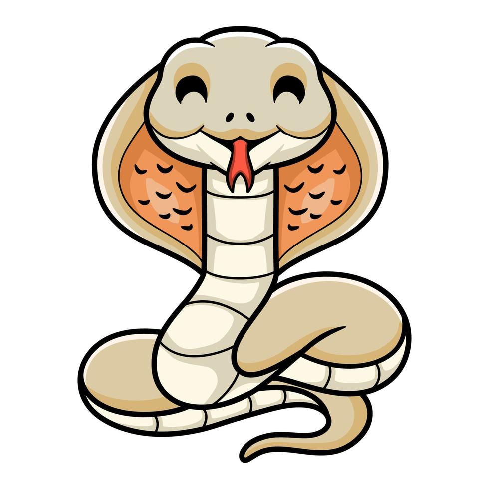 Cute albino monocled cobra cartoon vector