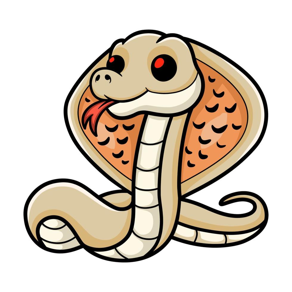 linda caricatura de cobra con monóculo albino vector