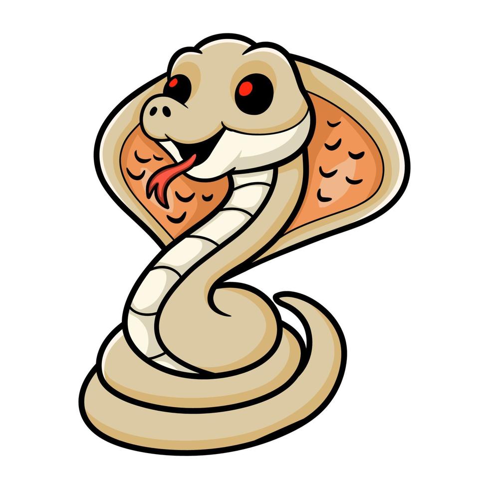 Cute albino monocled cobra cartoon vector