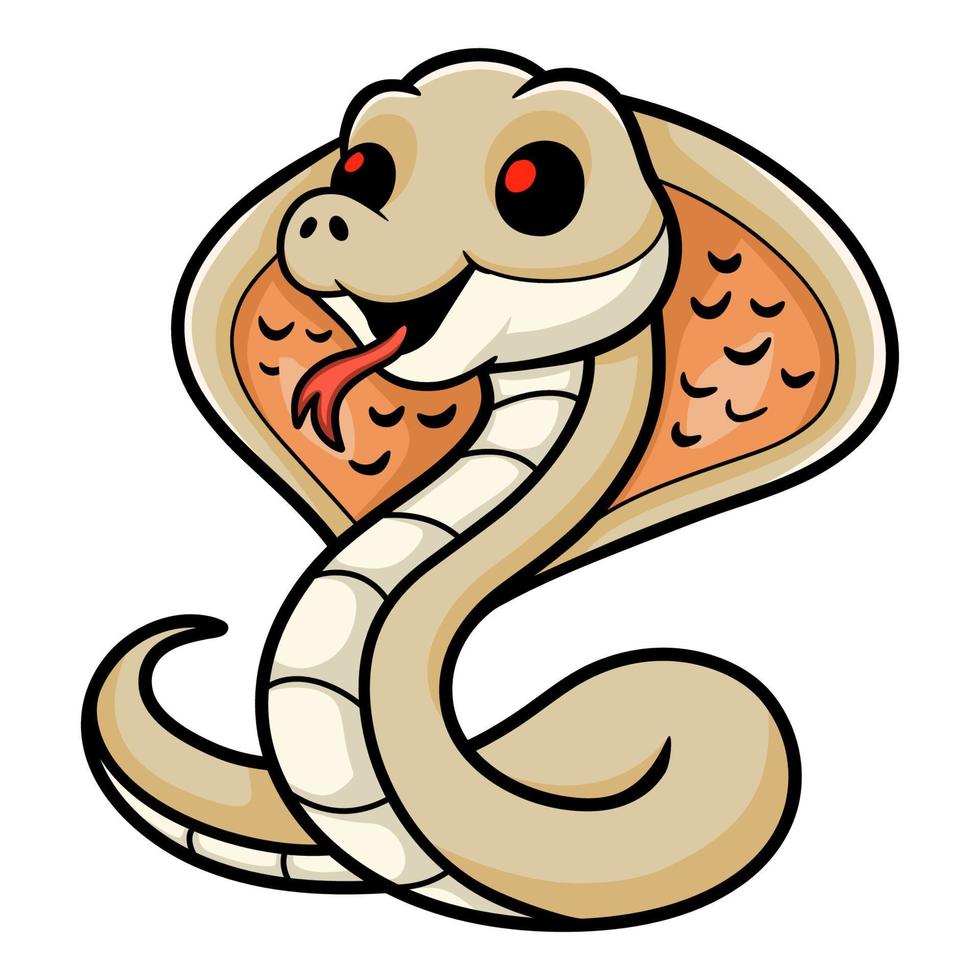 linda caricatura de cobra con monóculo albino vector