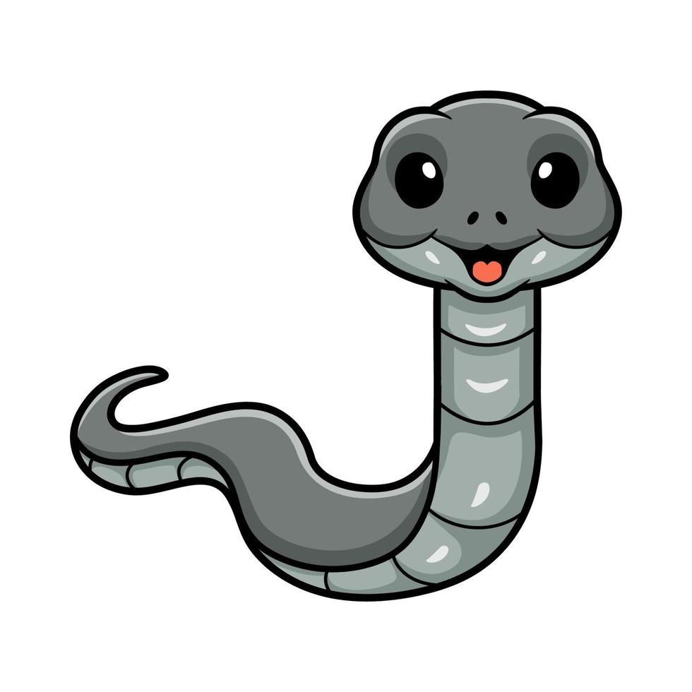 Cute black mamba snake cartoon vector