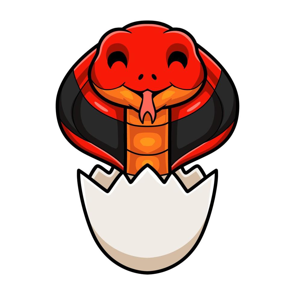 Cute red spitting cobra cartoon inside an egg vector