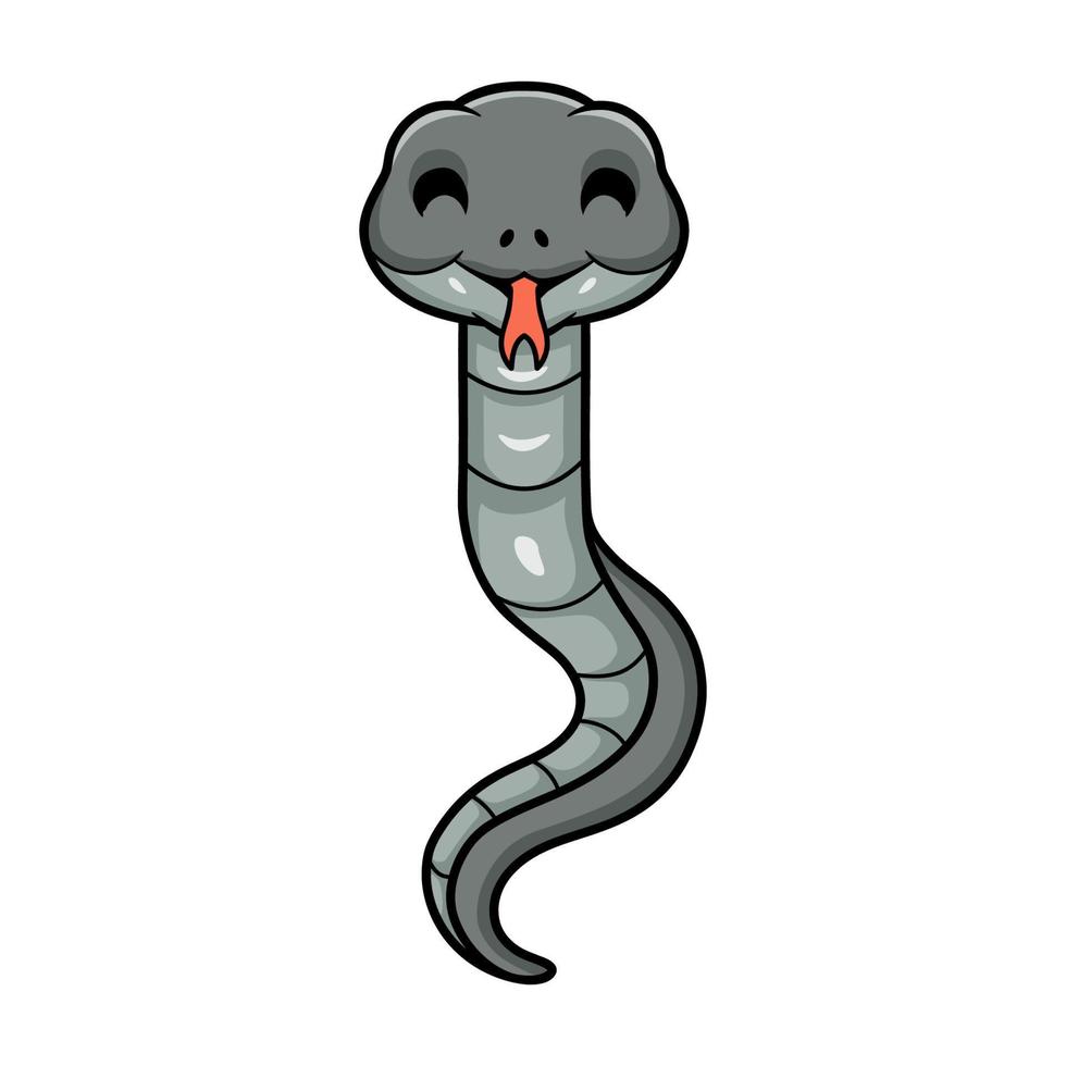 Cute black mamba snake cartoon vector