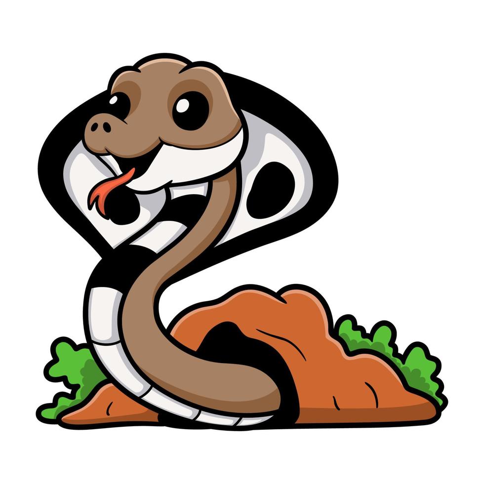 Cute indian king cobra cartoon out from hole vector