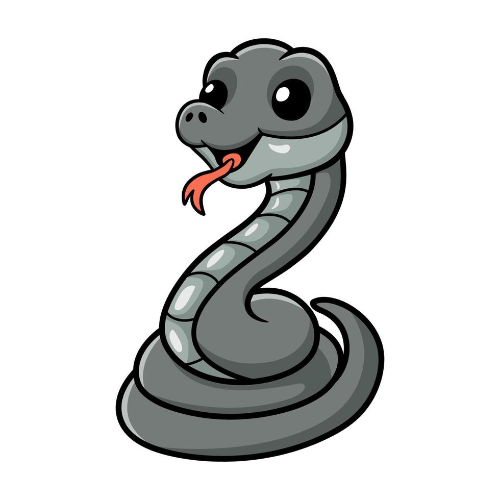 Cute black mamba snake cartoon vector