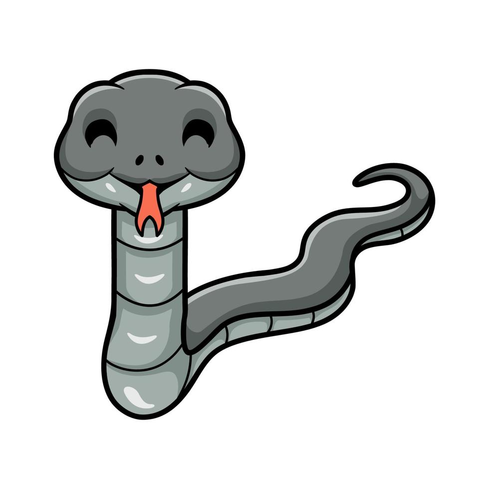 Cute black mamba snake cartoon vector