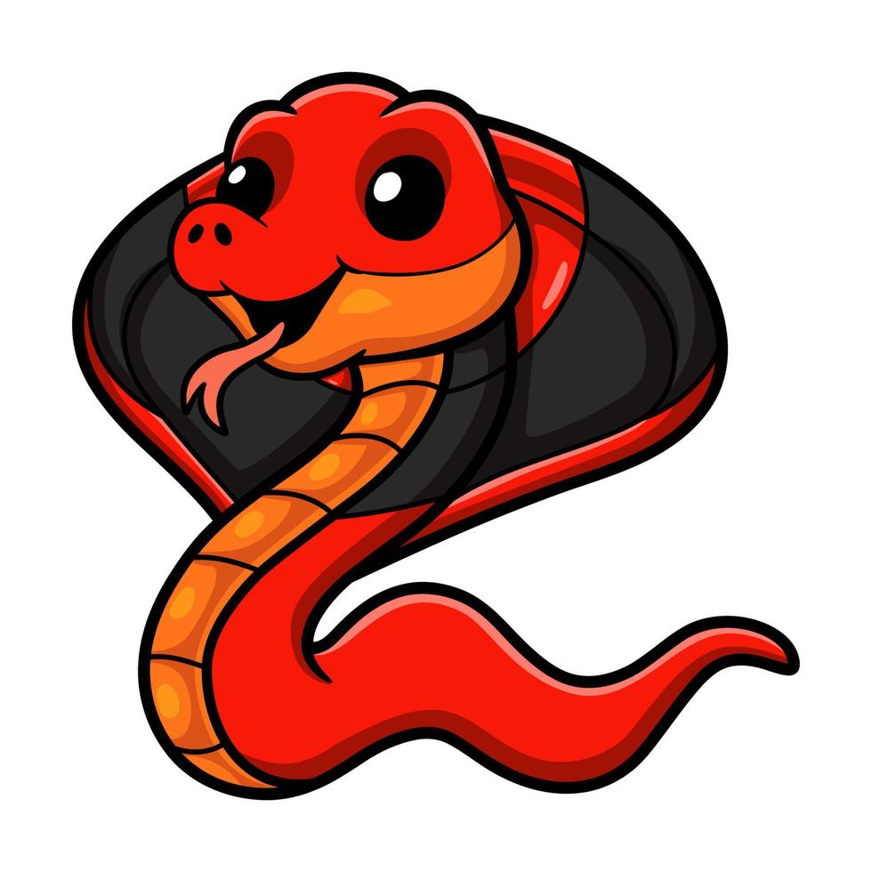 Cute red spitting cobra cartoon vector