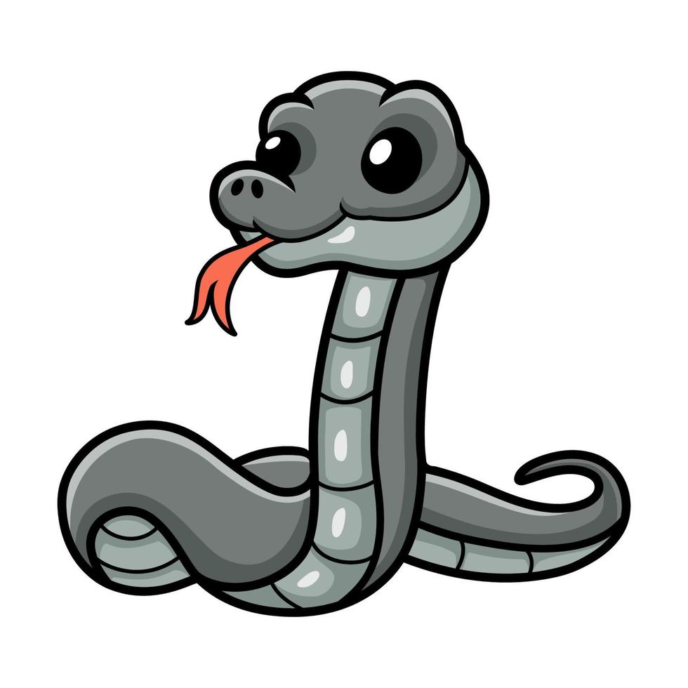 Cute black mamba snake cartoon vector