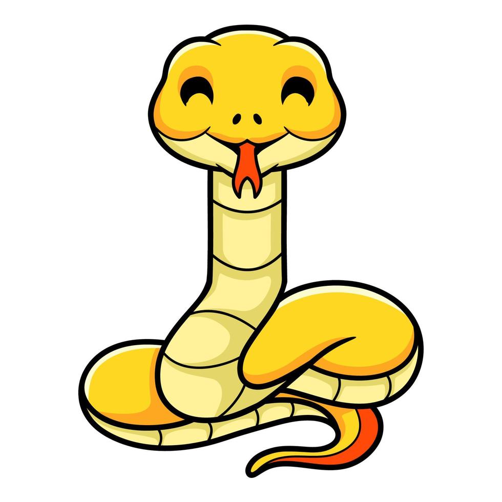 Cute yellow insularis snake cartoon vector