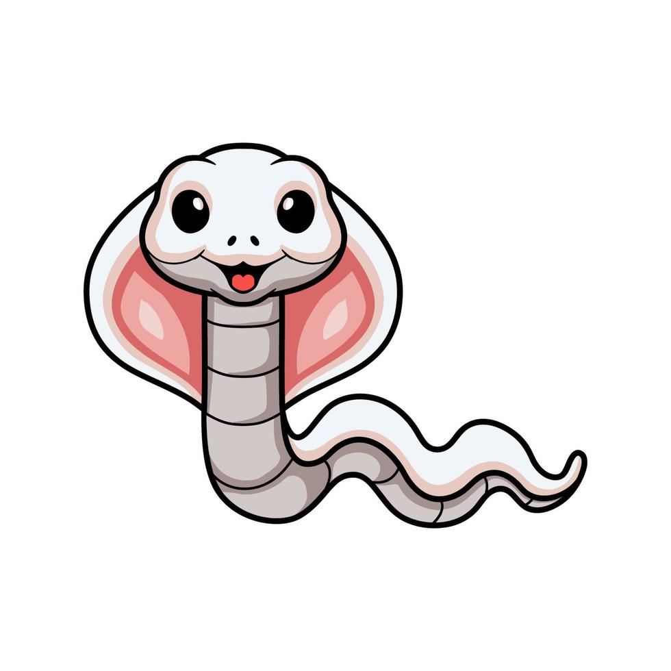 Cute leucistic cobra snake cartoon vector