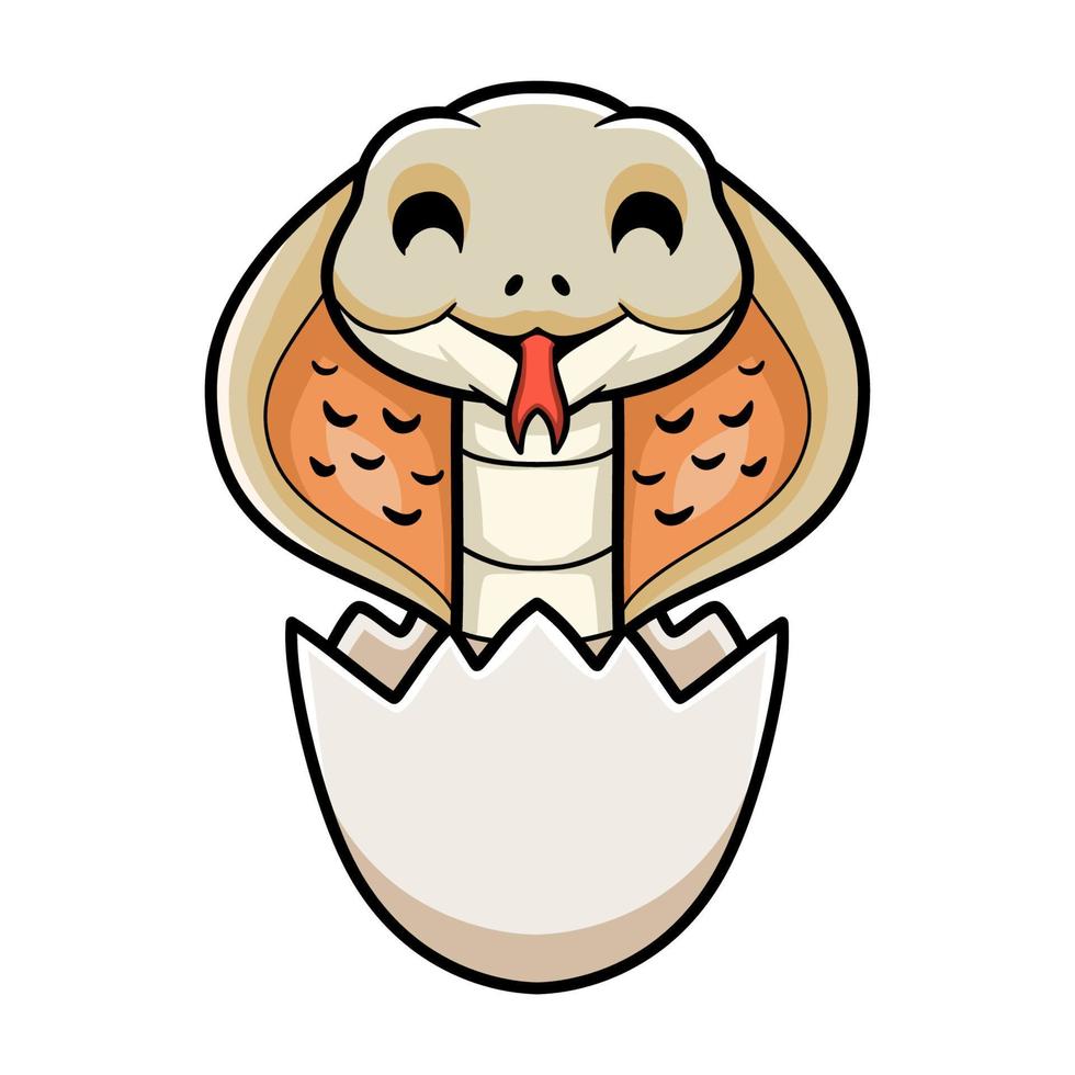 Cute albino monocled cobra cartoon inside an egg vector