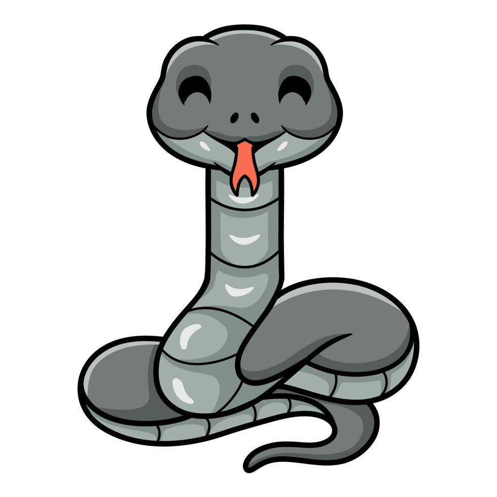 Cute black mamba snake cartoon vector