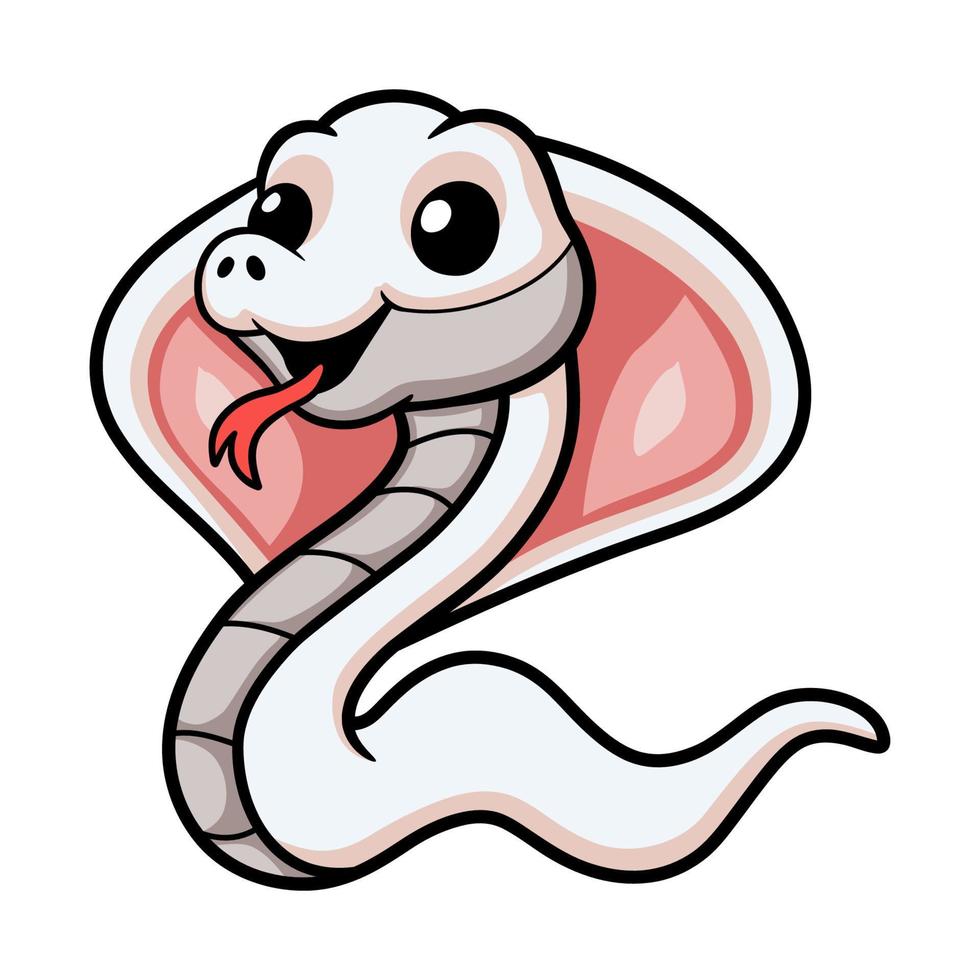 Cute leucistic cobra snake cartoon vector