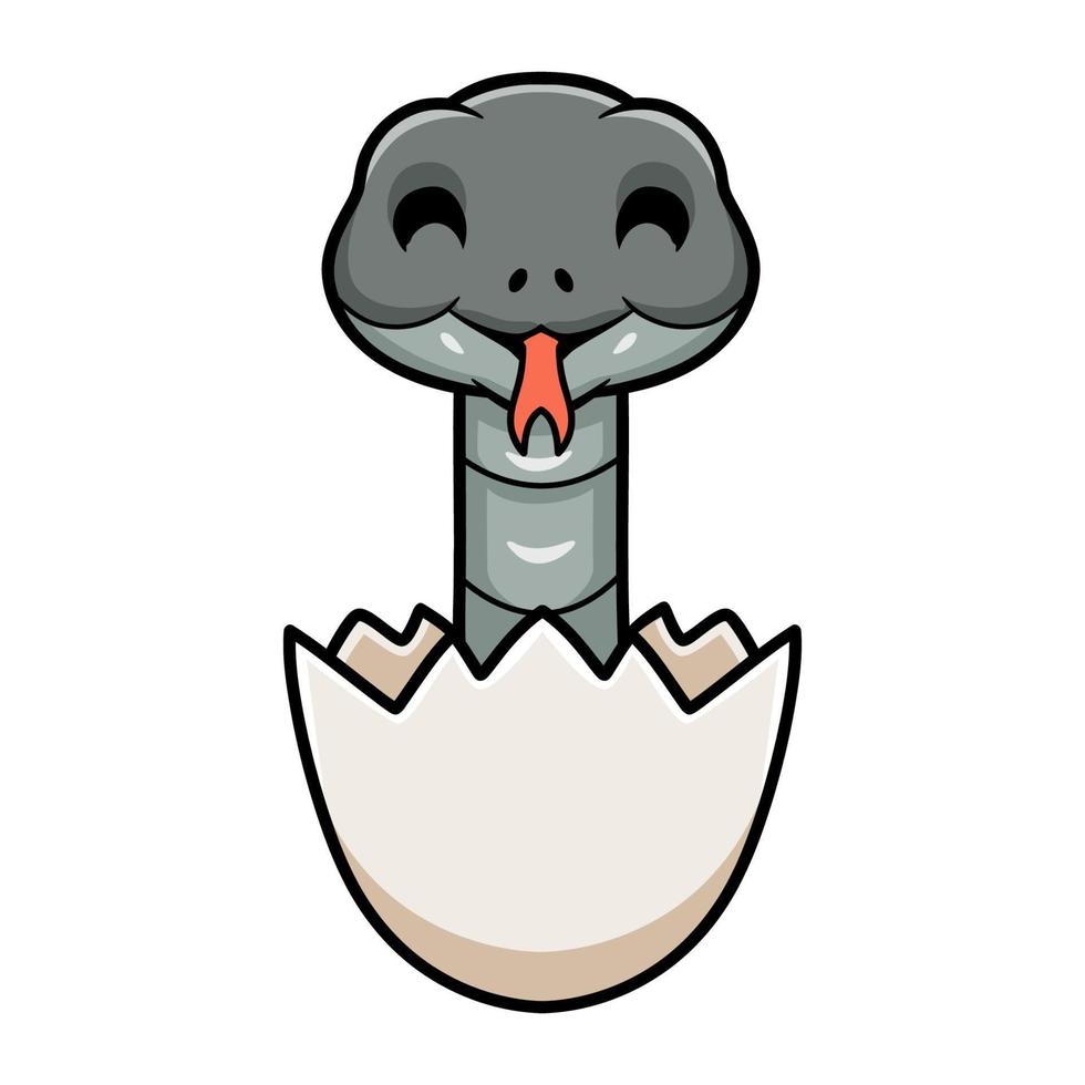 Cute black mamba snake cartoon inside an egg vector