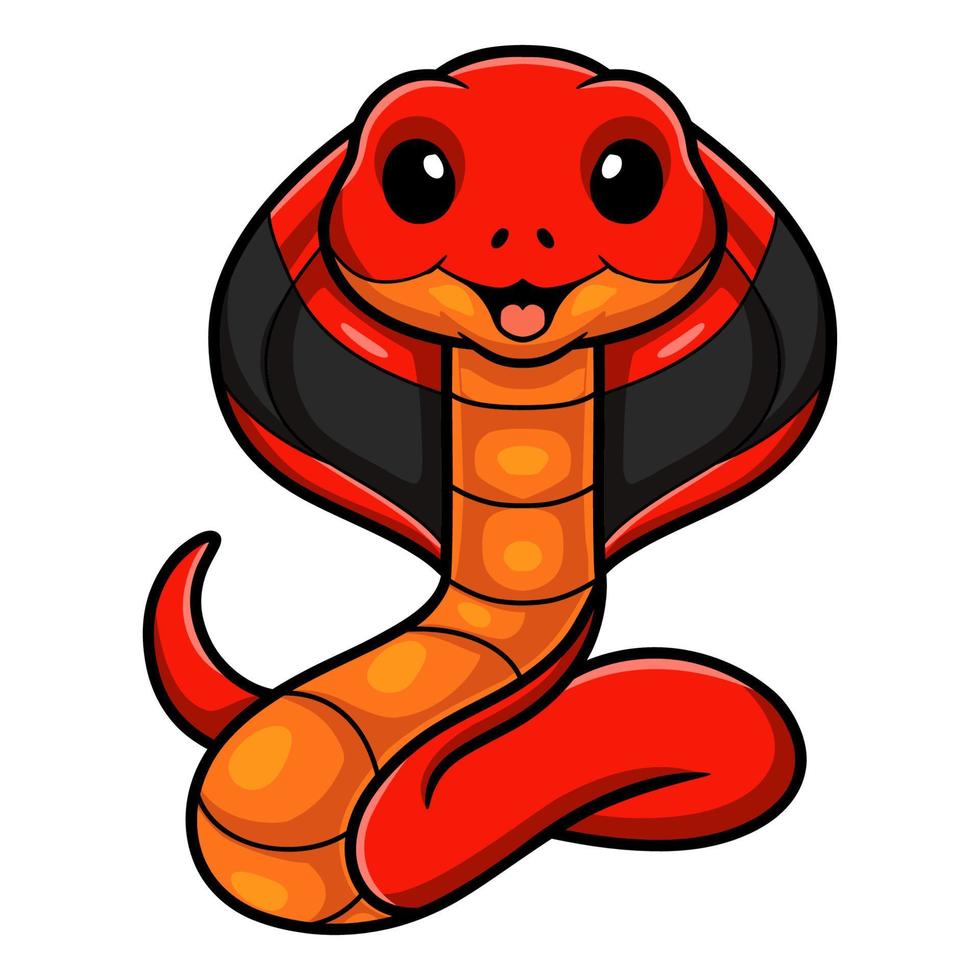 Cute red spitting cobra cartoon vector