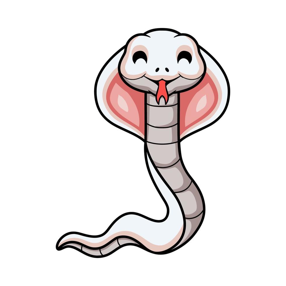 Cute leucistic cobra snake cartoon vector