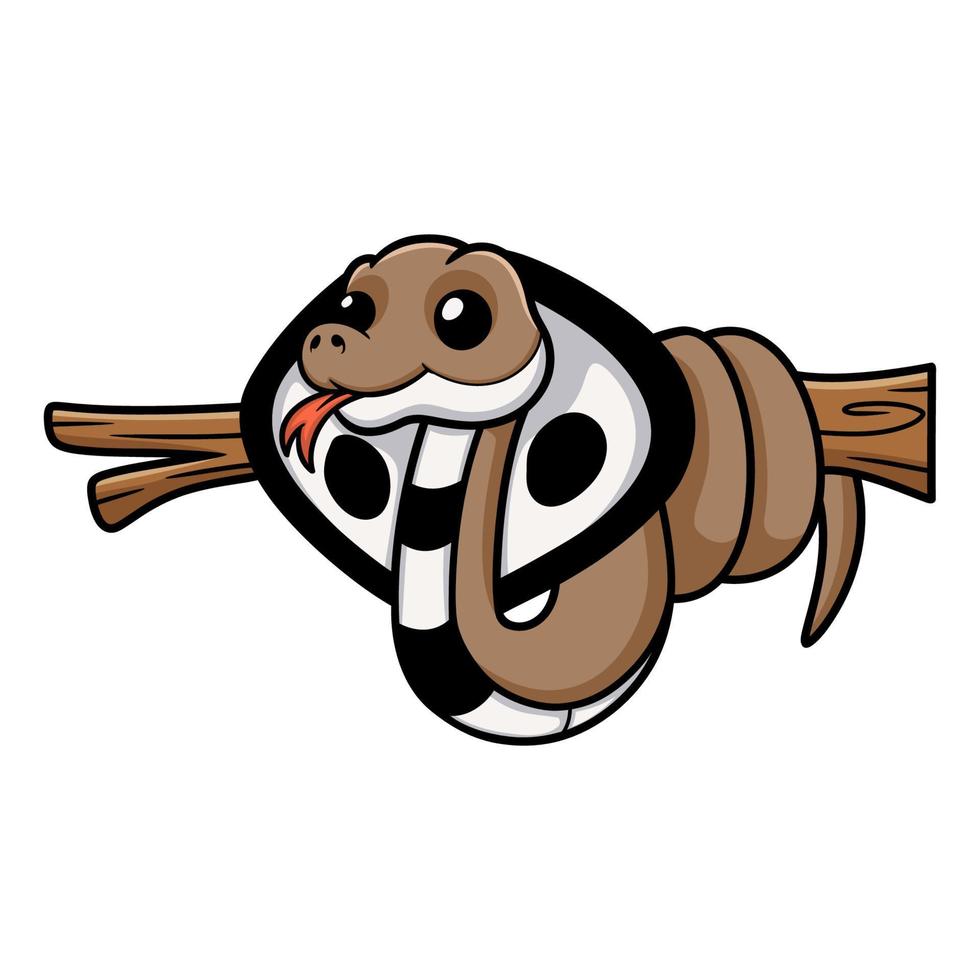 Cute indian king cobra cartoon on tree branch vector
