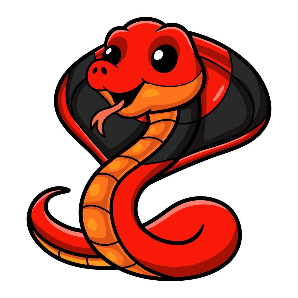 Cute red spitting cobra cartoon vector