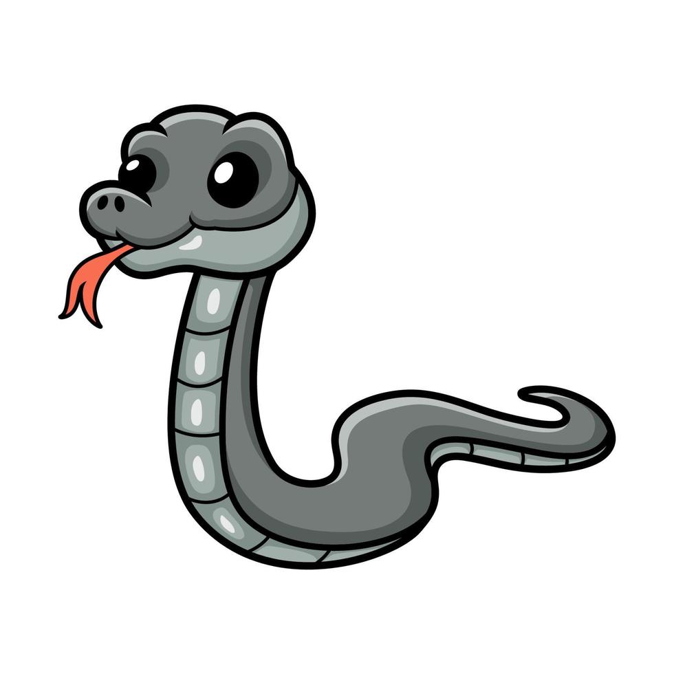 Cute black mamba snake cartoon vector