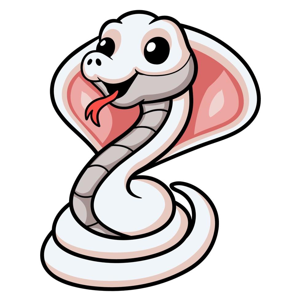 Cute leucistic cobra snake cartoon vector