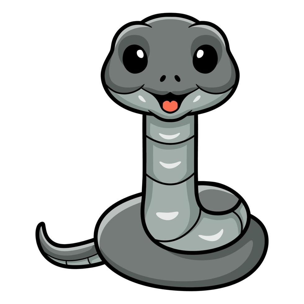 Cute black mamba snake cartoon vector