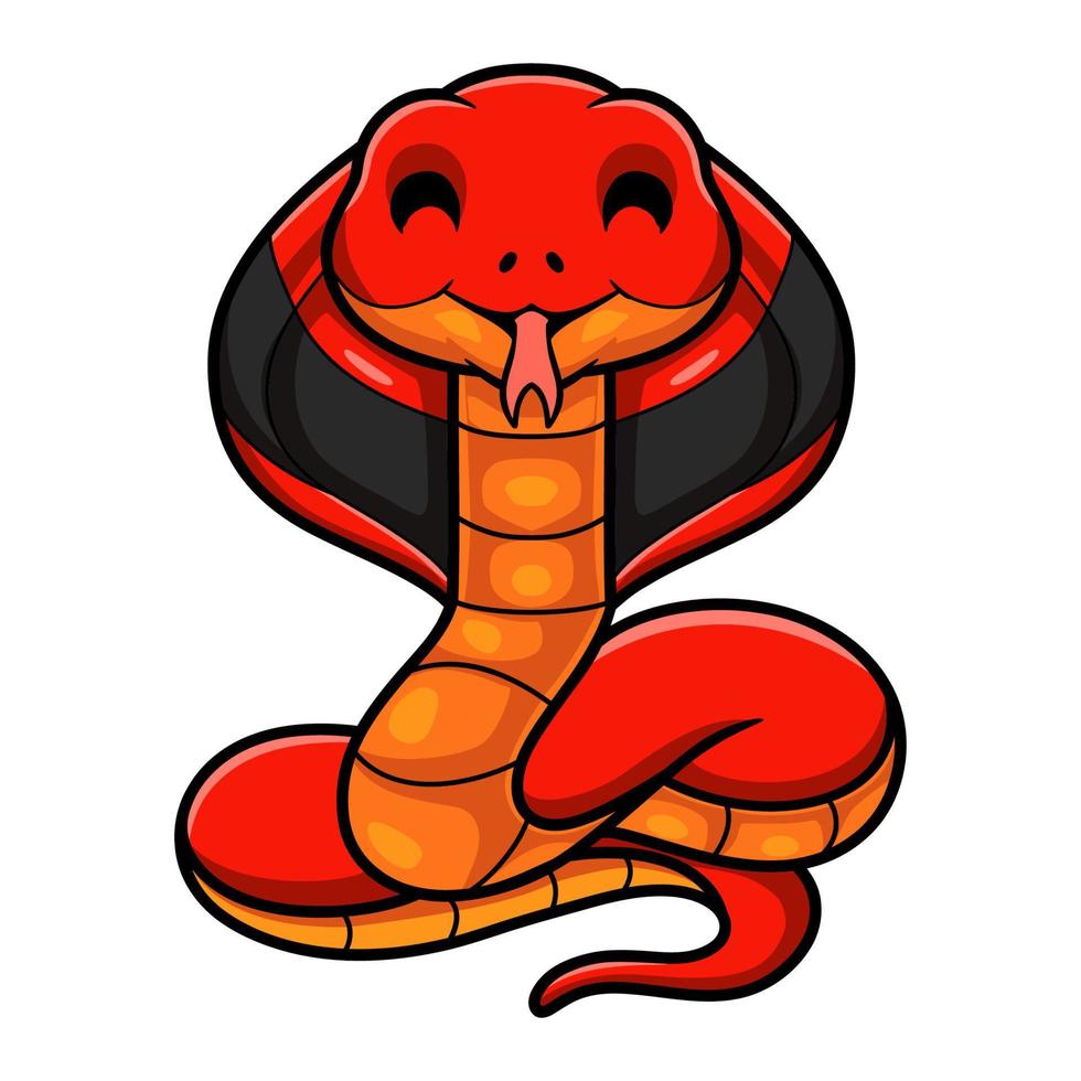 Cute red spitting cobra cartoon vector