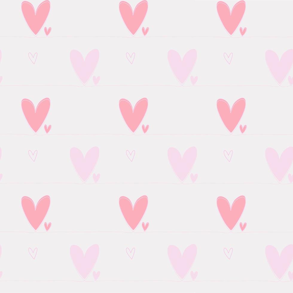 Vector seamless pattern with pink hearts, valentine day concept.