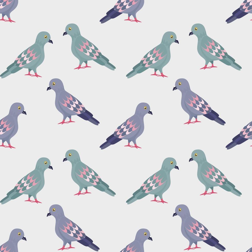 Pigeons seamless pattern, pegeons background in flat vector style.