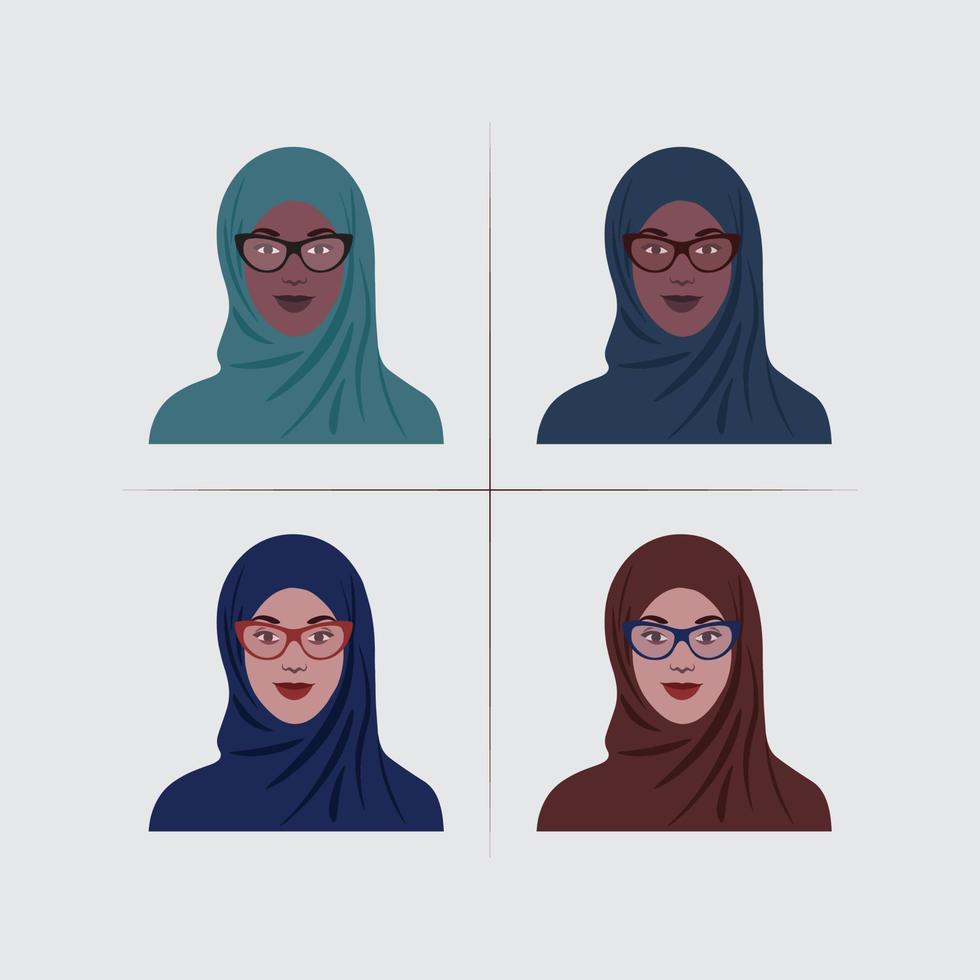 Hijab Girl Portrait with Glass vector