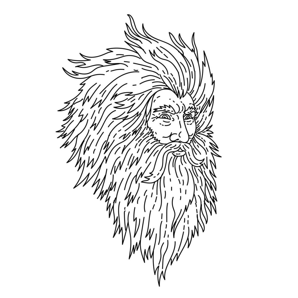 Angry Greek God Zeus or Roman God Jupiter Mono Line Drawing vector