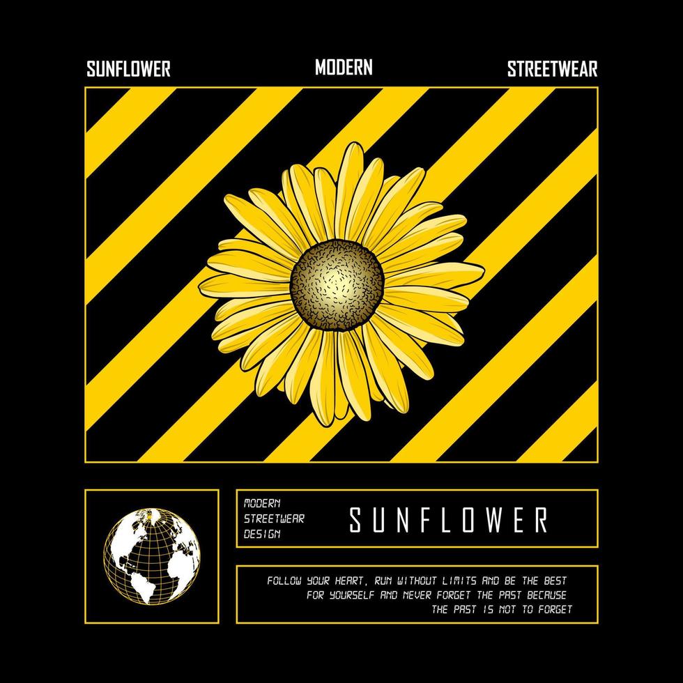 Modern sunflower streetwear retro vector design