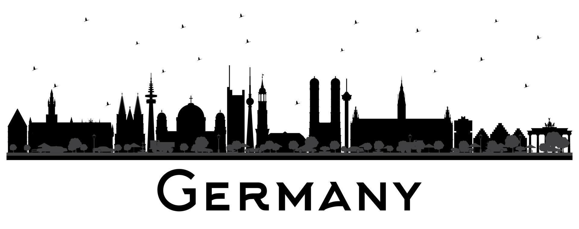 Silueta del horizonte de la ciudad de Alemania con edificios negros. vector