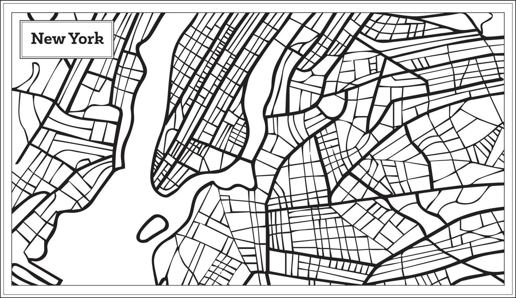 New York USA Map in Black and White Color. vector