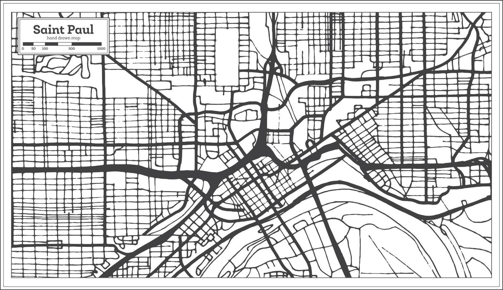 Saint Paul Minnesota USA City Map in Retro Style. Outline Map. vector