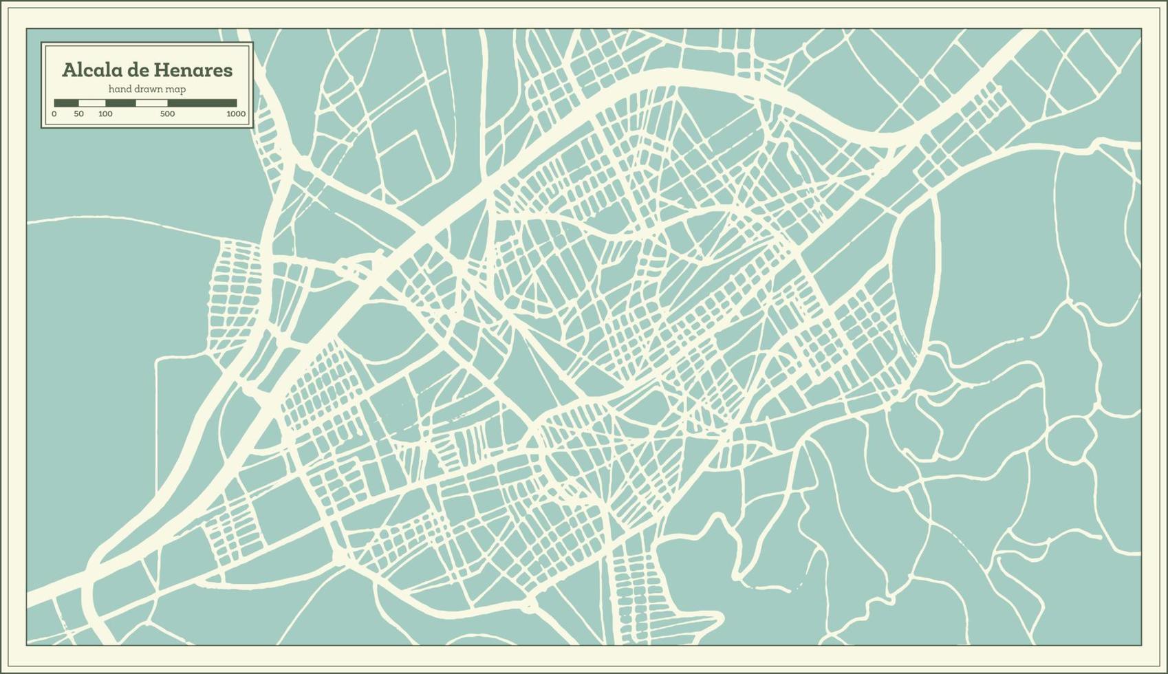 mapa de la ciudad de alcalá de henares españa en estilo retro. esquema del mapa. vector