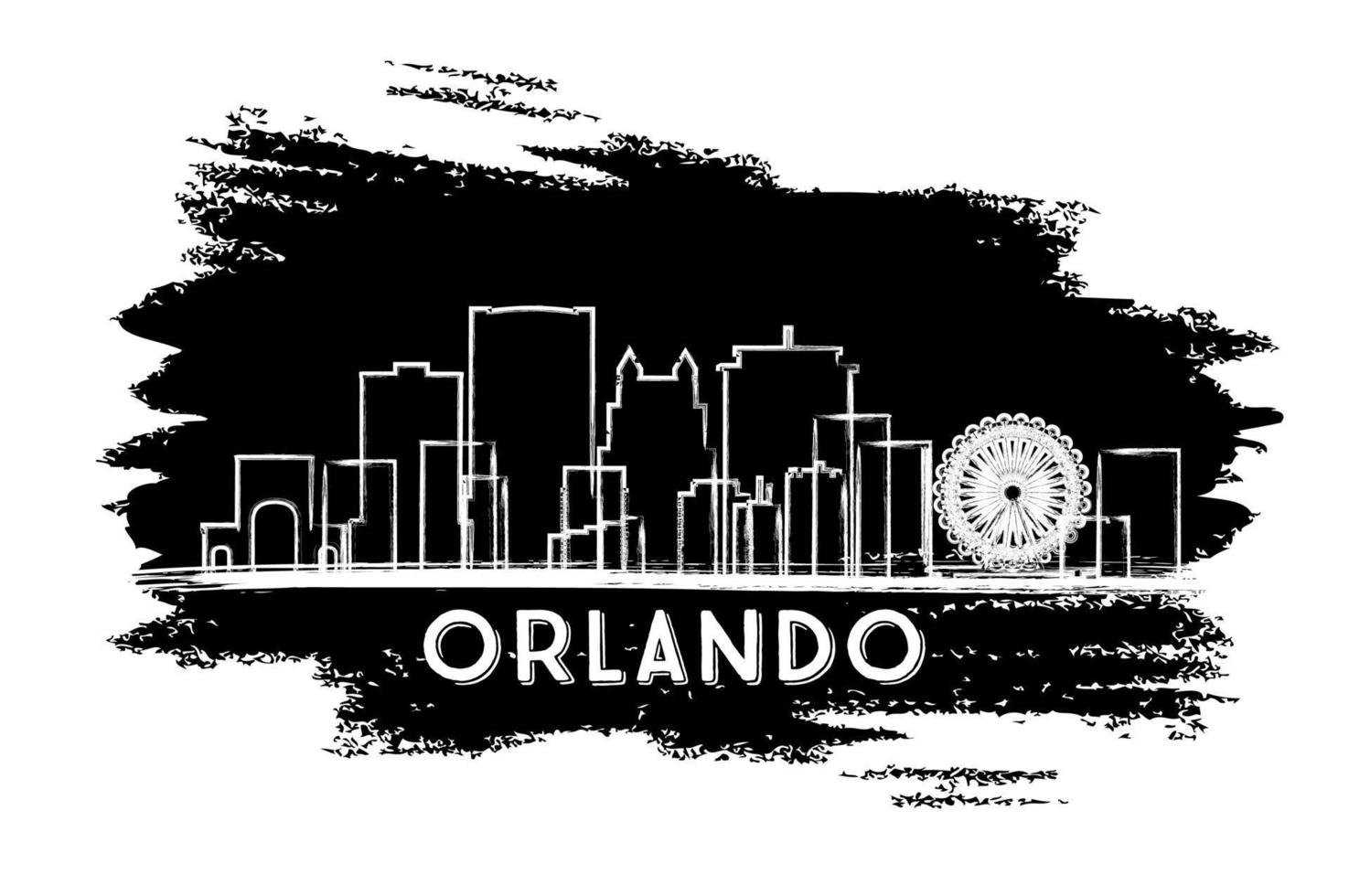 silueta del horizonte de la ciudad de orlando florida. boceto dibujado a mano. vector