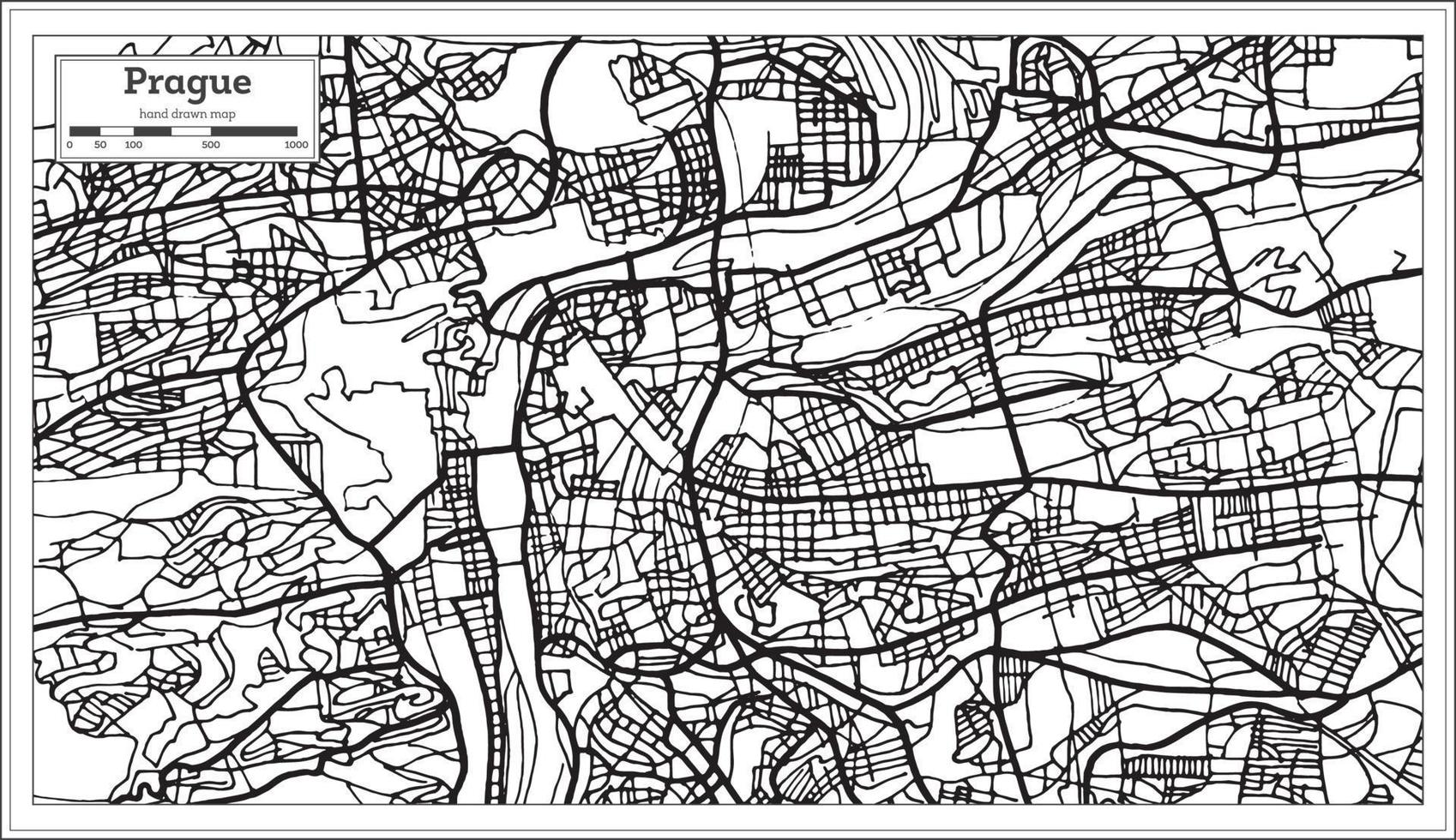 Prague Chezh Republic Map in Black and White Color. vector