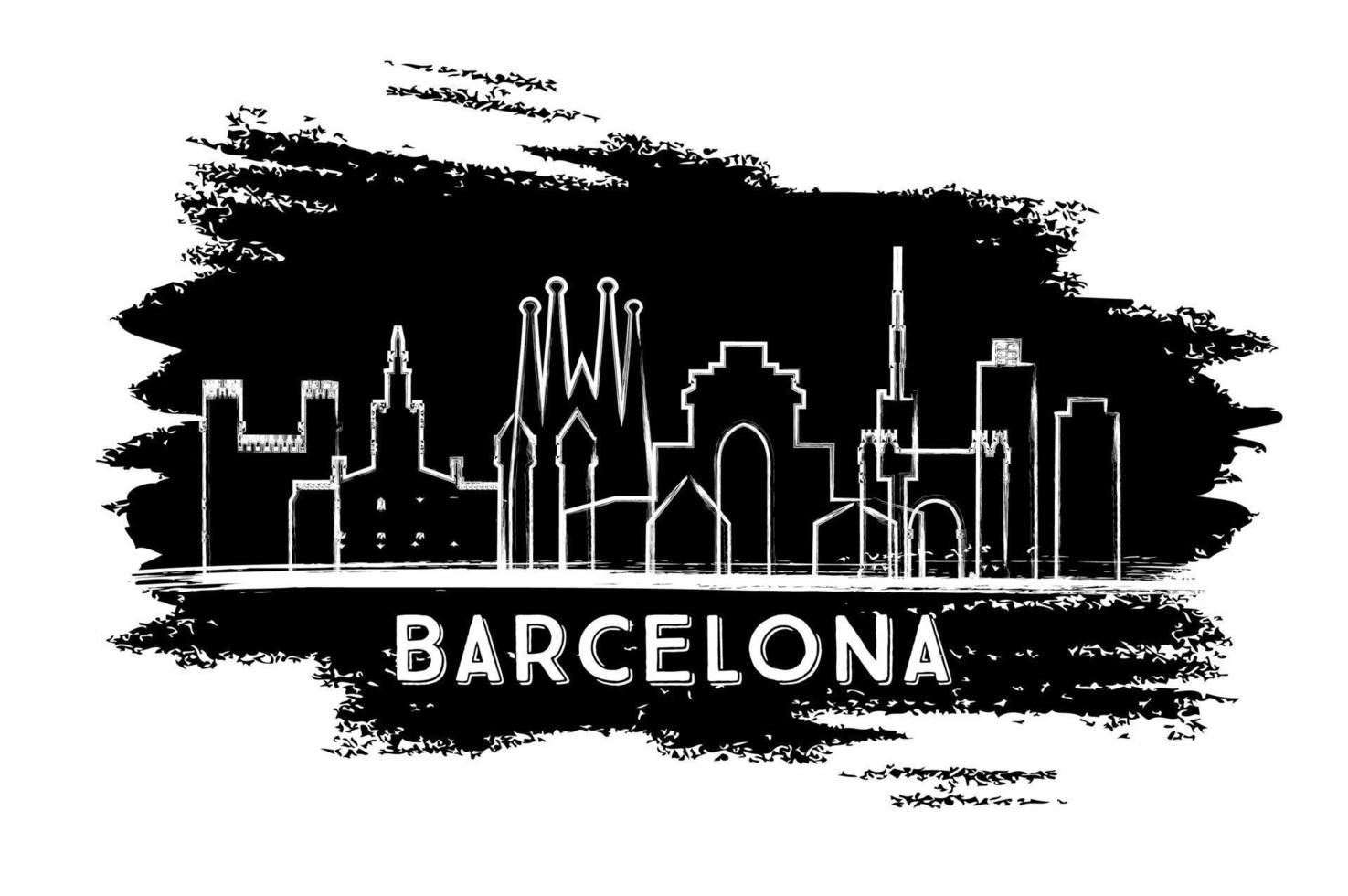 Barcelona Spain City Skyline Silhouette. Hand Drawn Sketch. vector