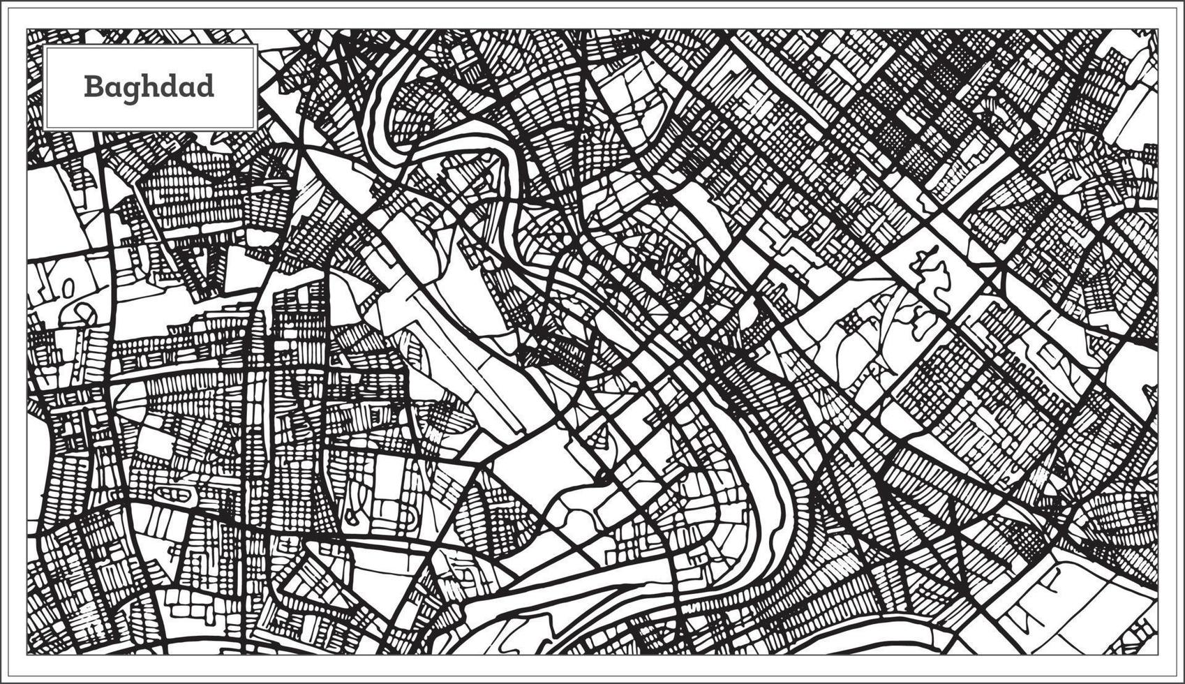 mapa de la ciudad de bagdad irak en color blanco y negro. vector